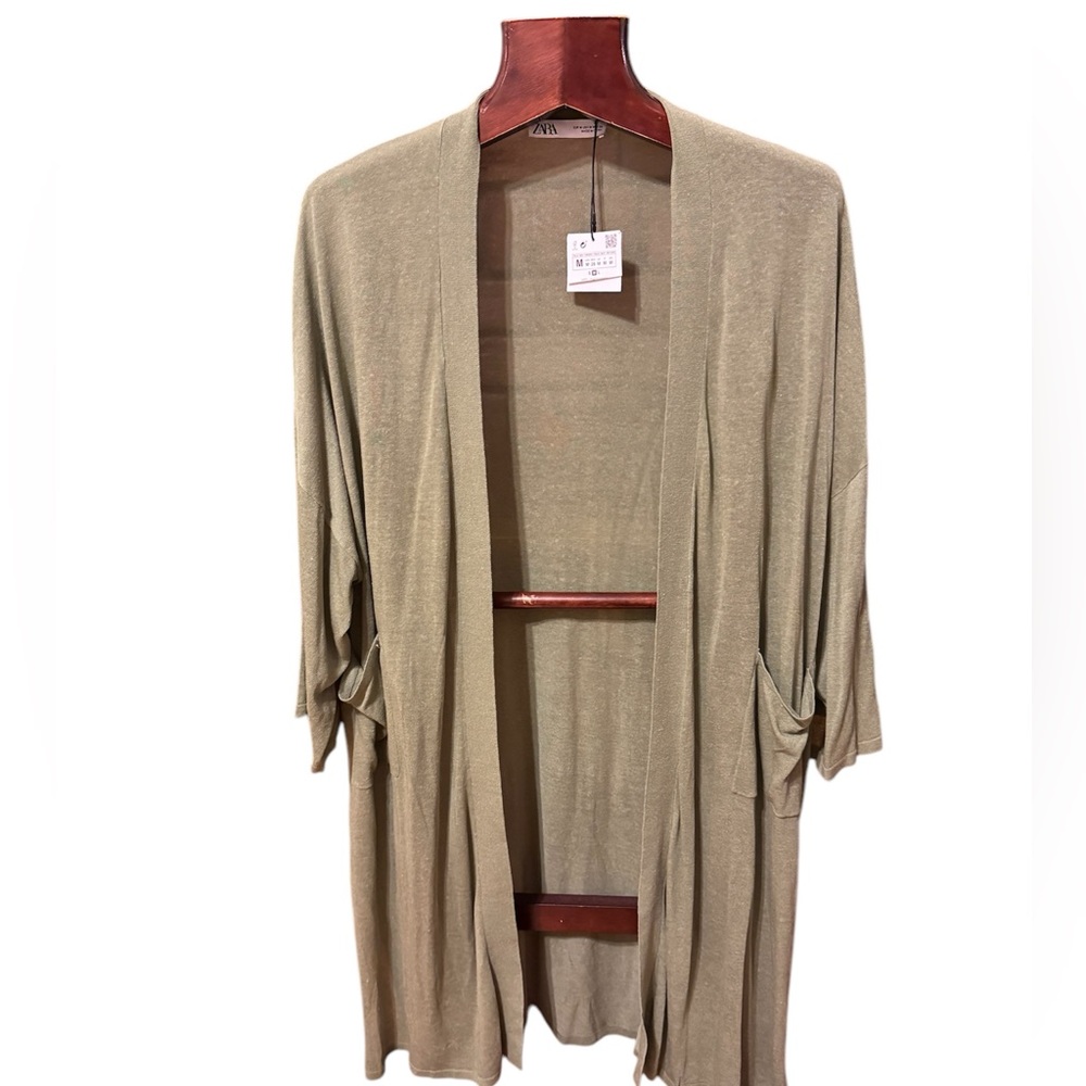 Brand new oversized linen cotton long olive colour size M sweater